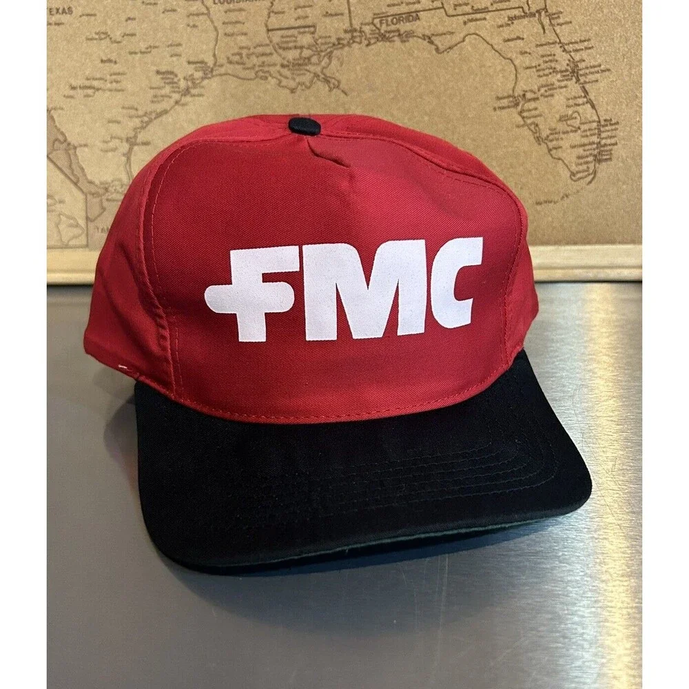 Vintage FMC San Sun Snap Back Baseball Trucker Hat/Cap Red - Picture 1 of 9